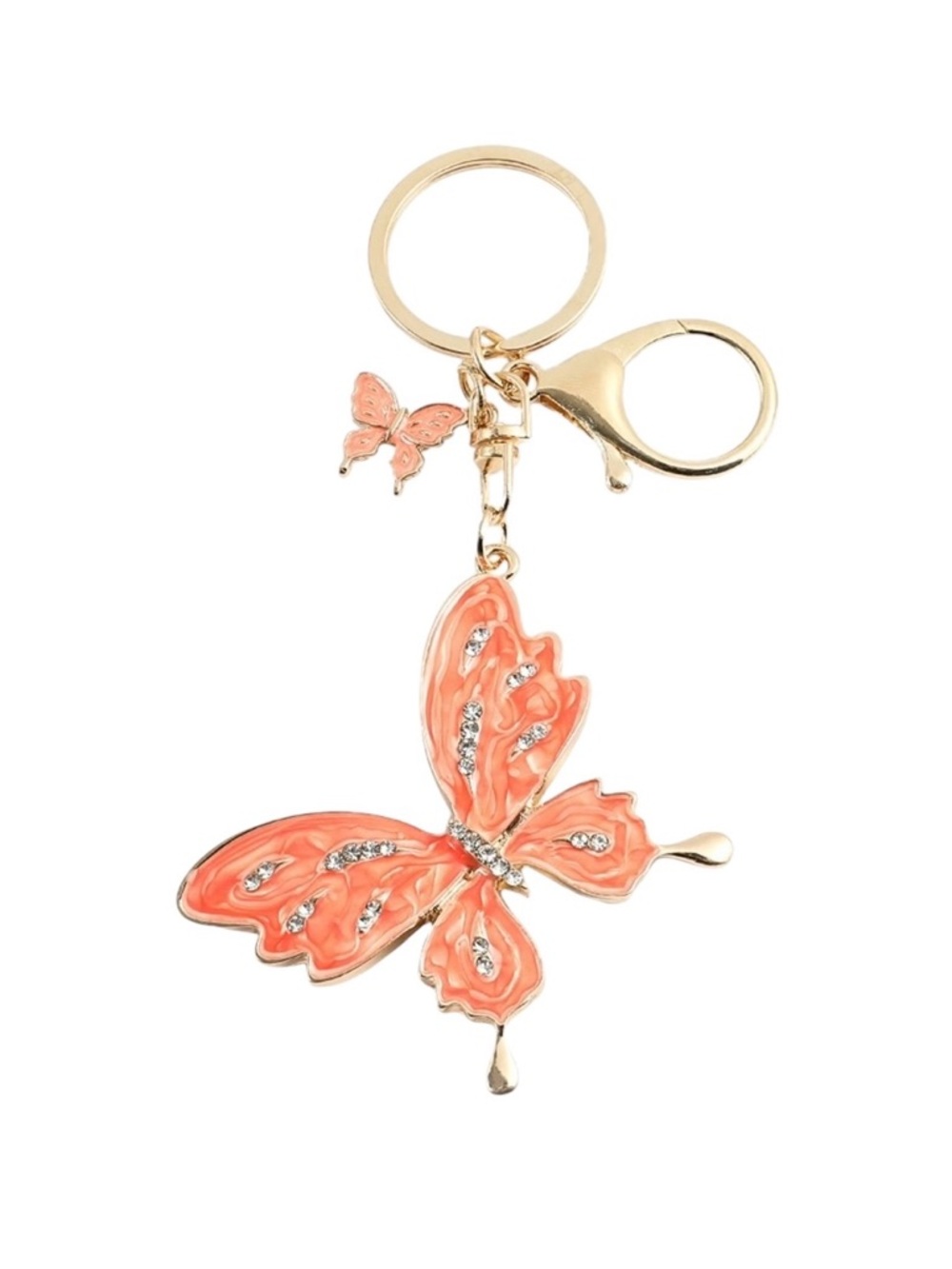 Orange Crystal Enamel Butterfly Keychain & Bag Charm